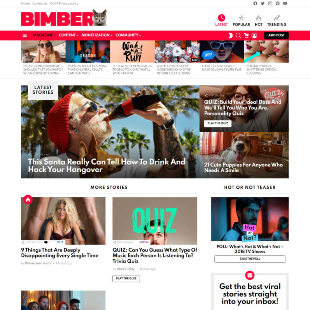 Bimber Magazine WordPress Theme