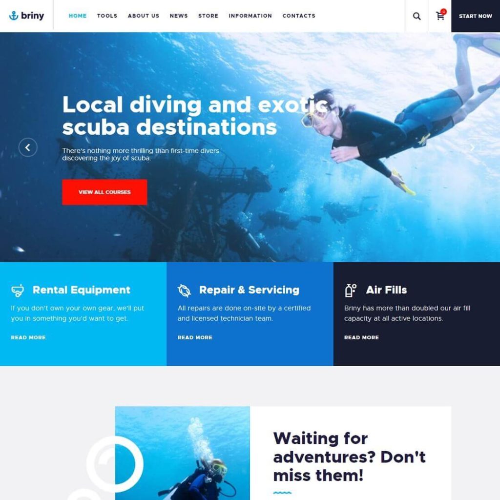 Scuba Diving School & Water Sports WordPress Theme