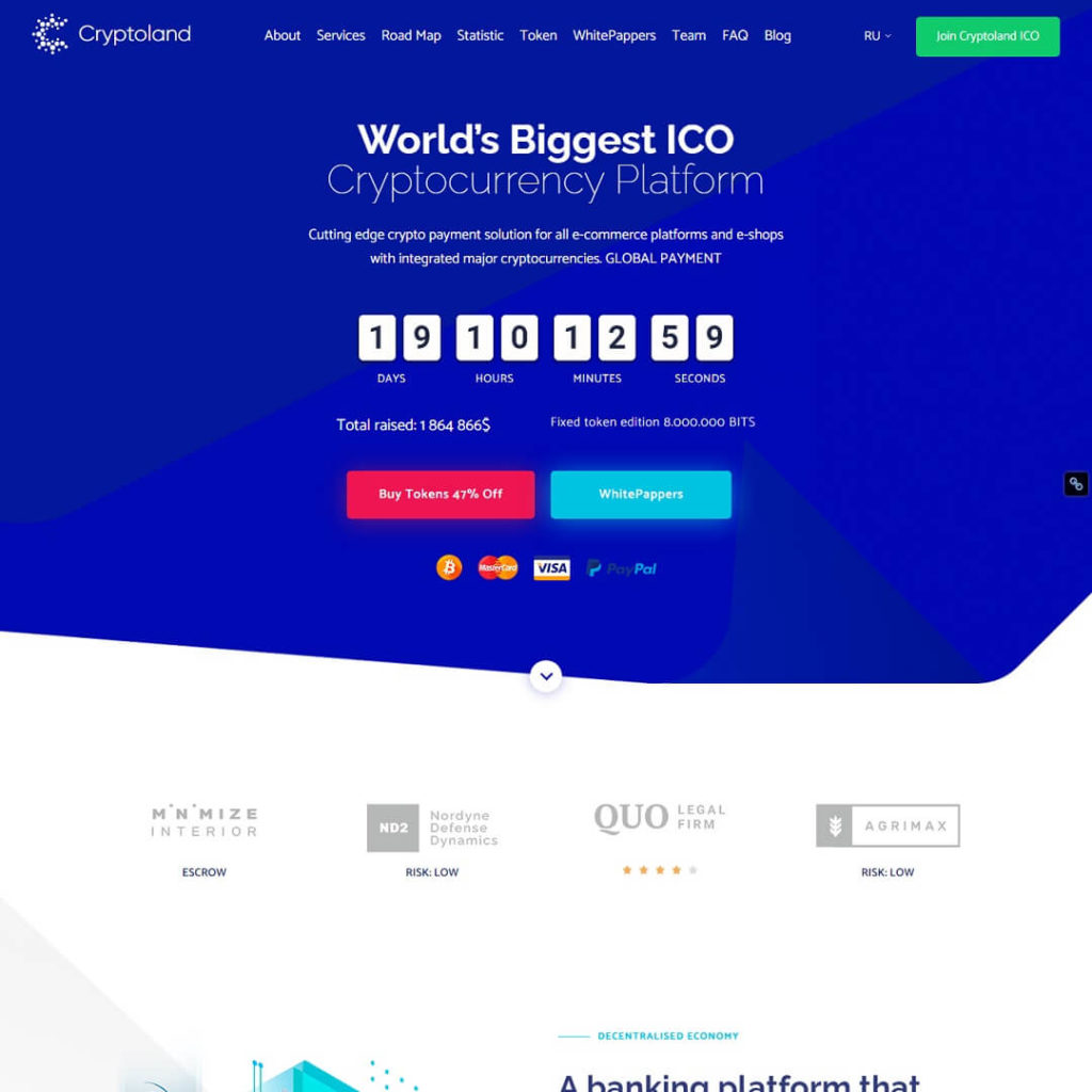 Crypto-land - Crypto Currency Landing Page WordPress Theme