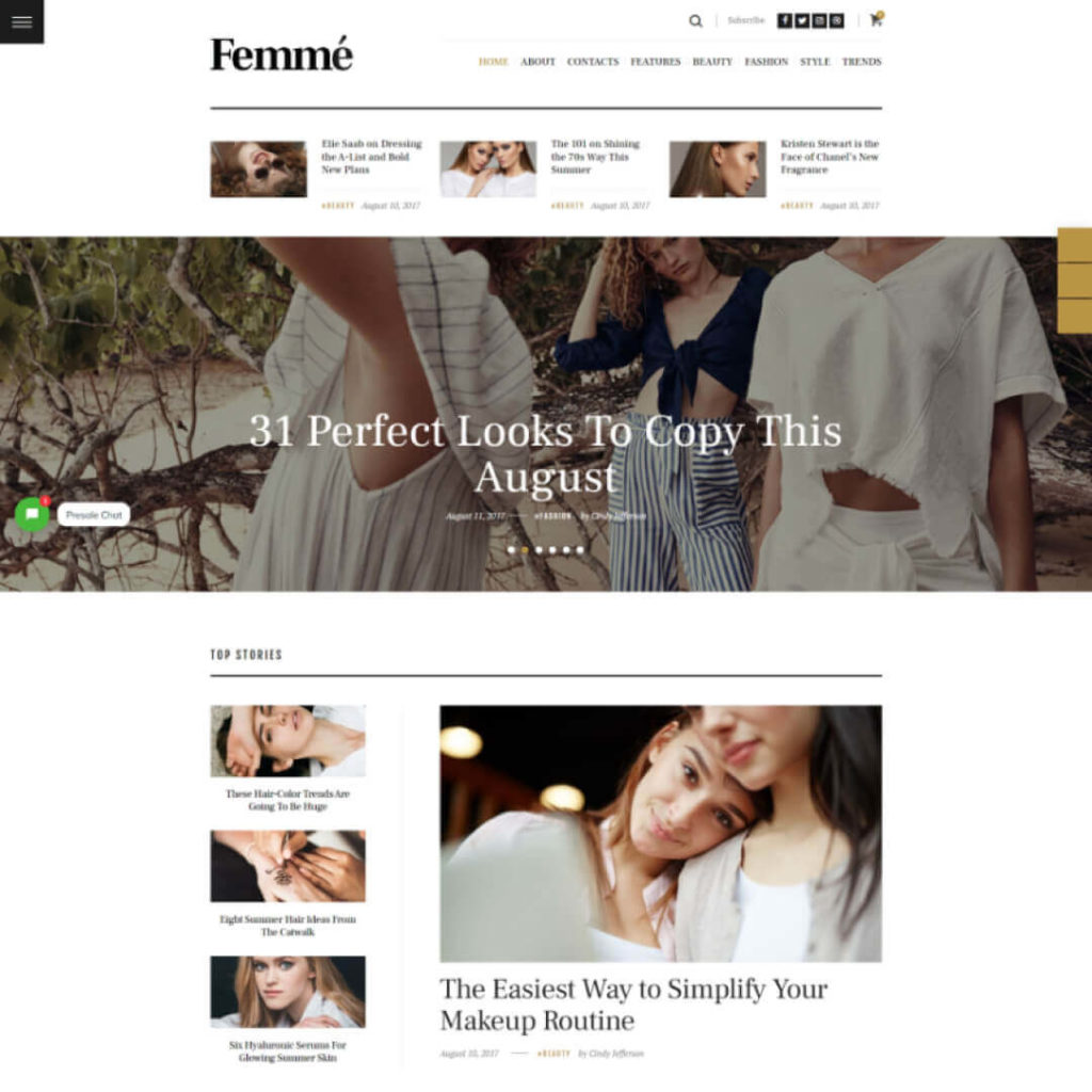 Femme Magazine WordPress Theme