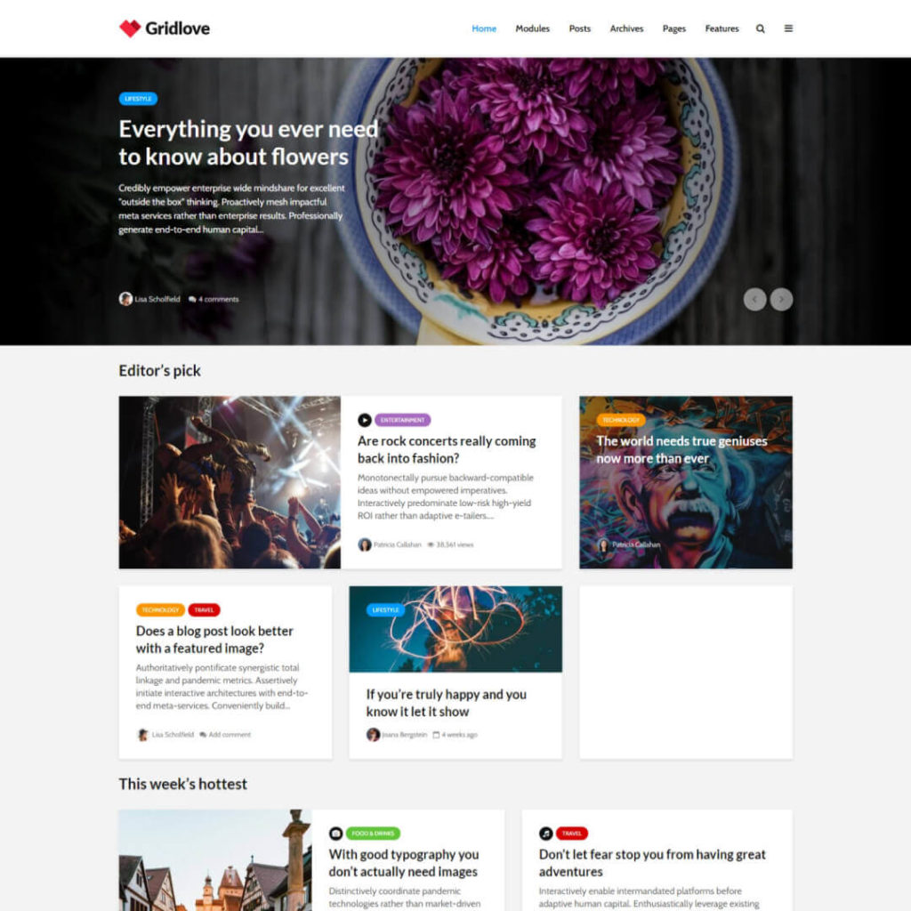 Gridlove Magazine WordPress Theme