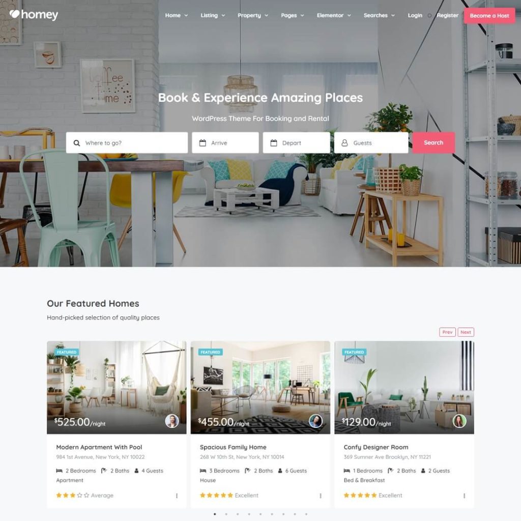 Booking and Rentals WordPress Theme
