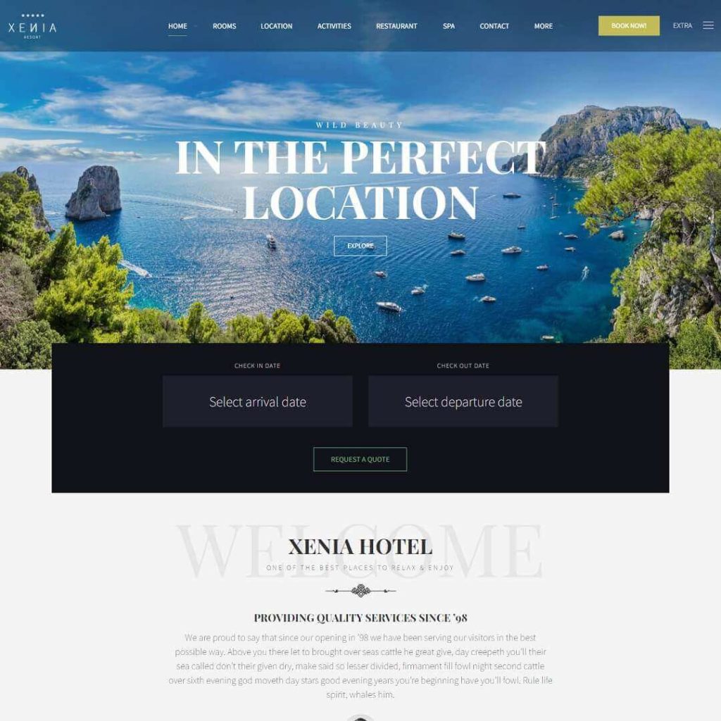 Hotel Xenia - Resort & Booking WordPress Theme