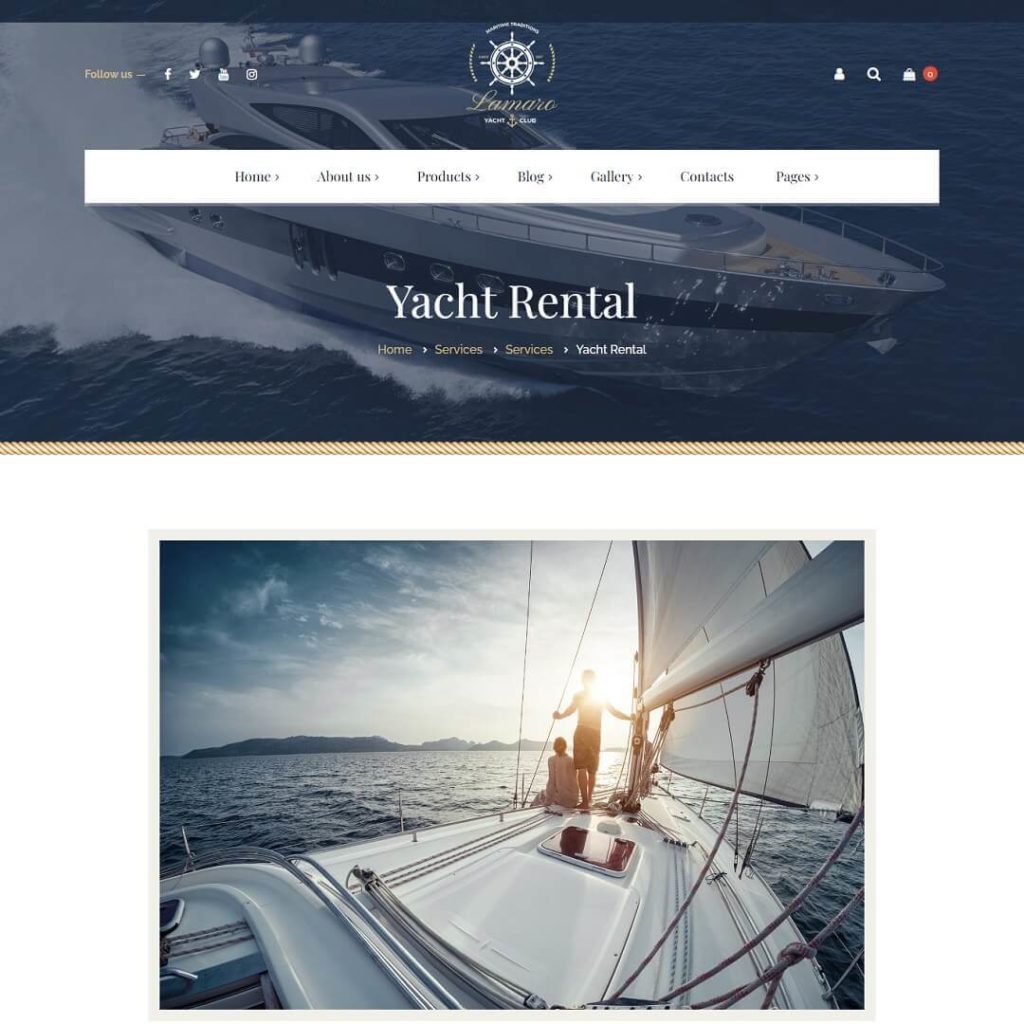 Yacht Club and Rental Boat Service WordPress Theme