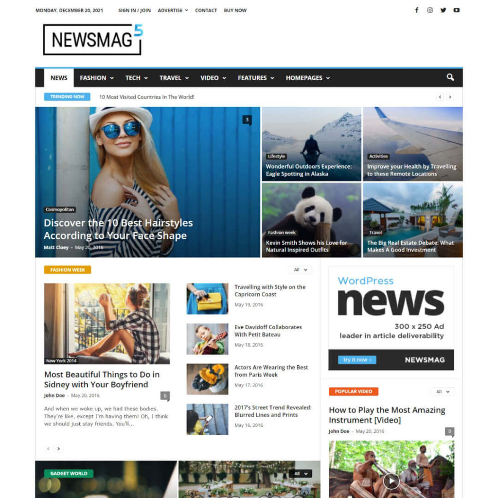 Newsmag Magazine WordPress Theme