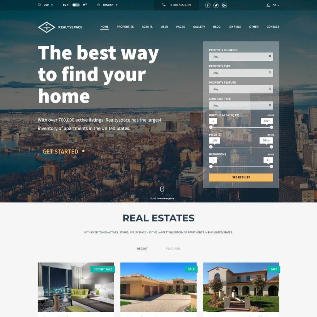 Real estate agency WordPress theme