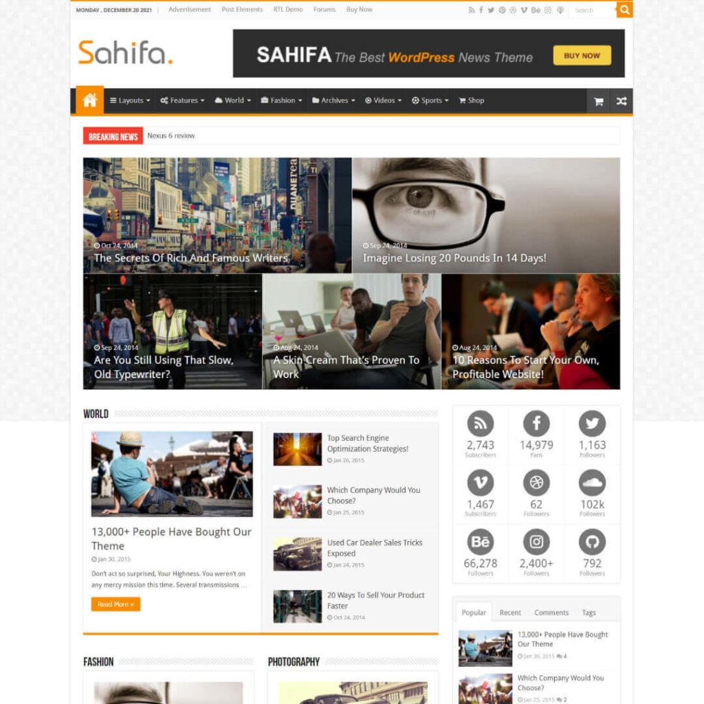 Sahifa - Magazine WordPress Theme
