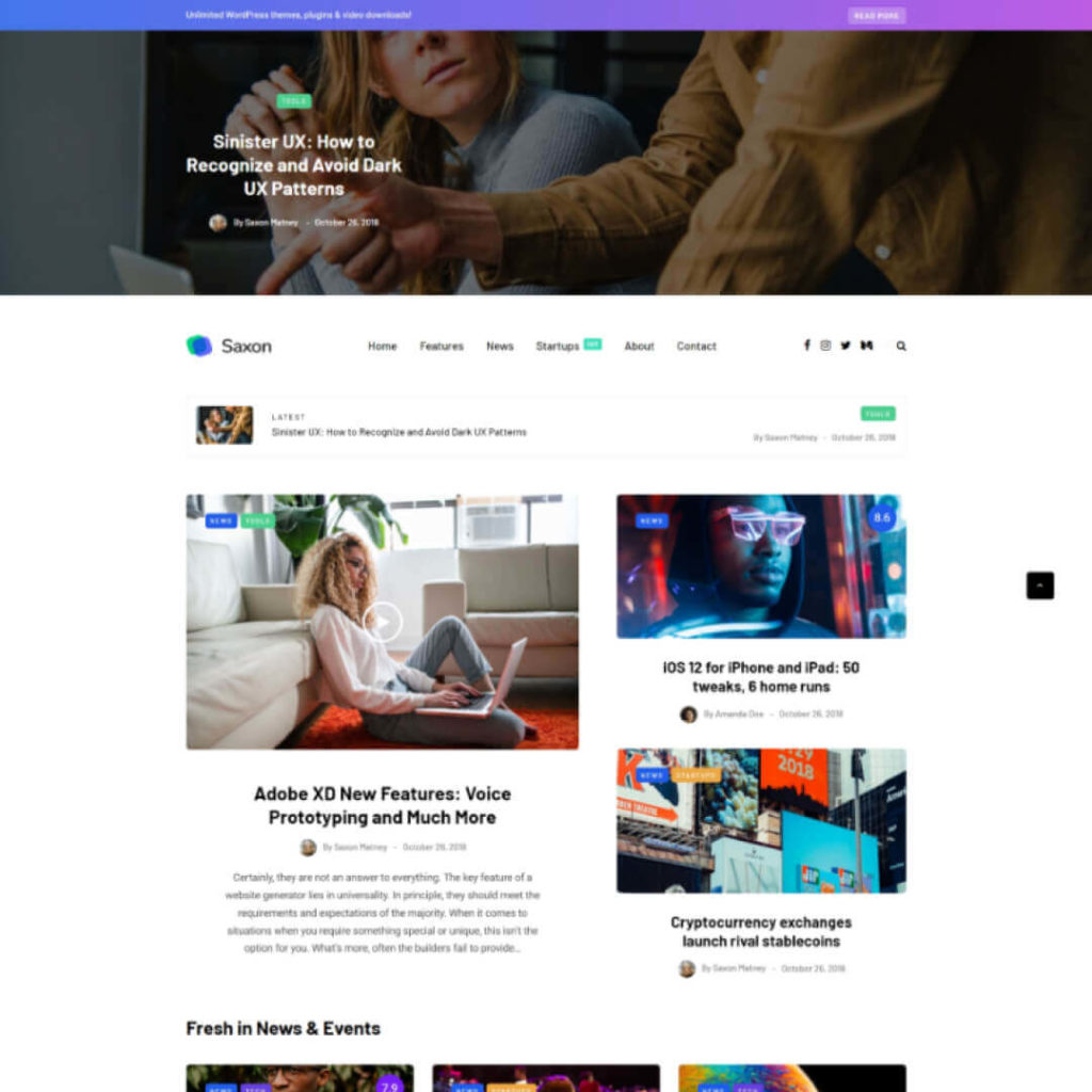 Saxon Magazine WordPress Theme