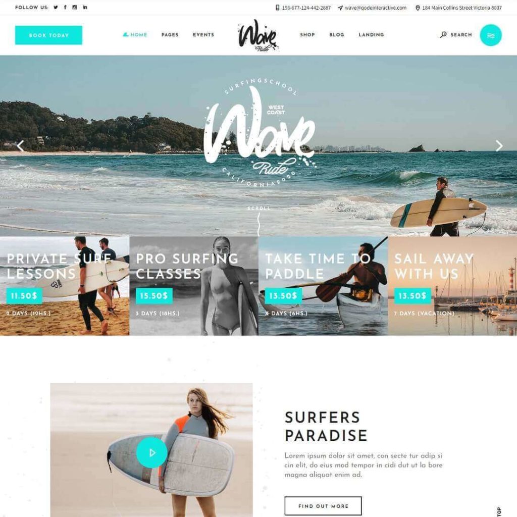 WaveRide - Surfing and Water Sports Theme