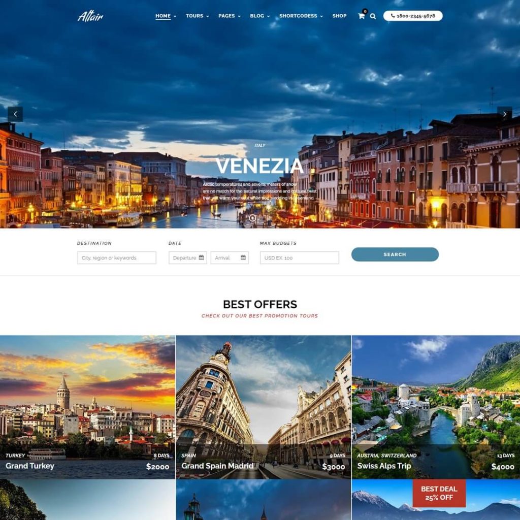 Altair - Travel Agency WordPress Theme