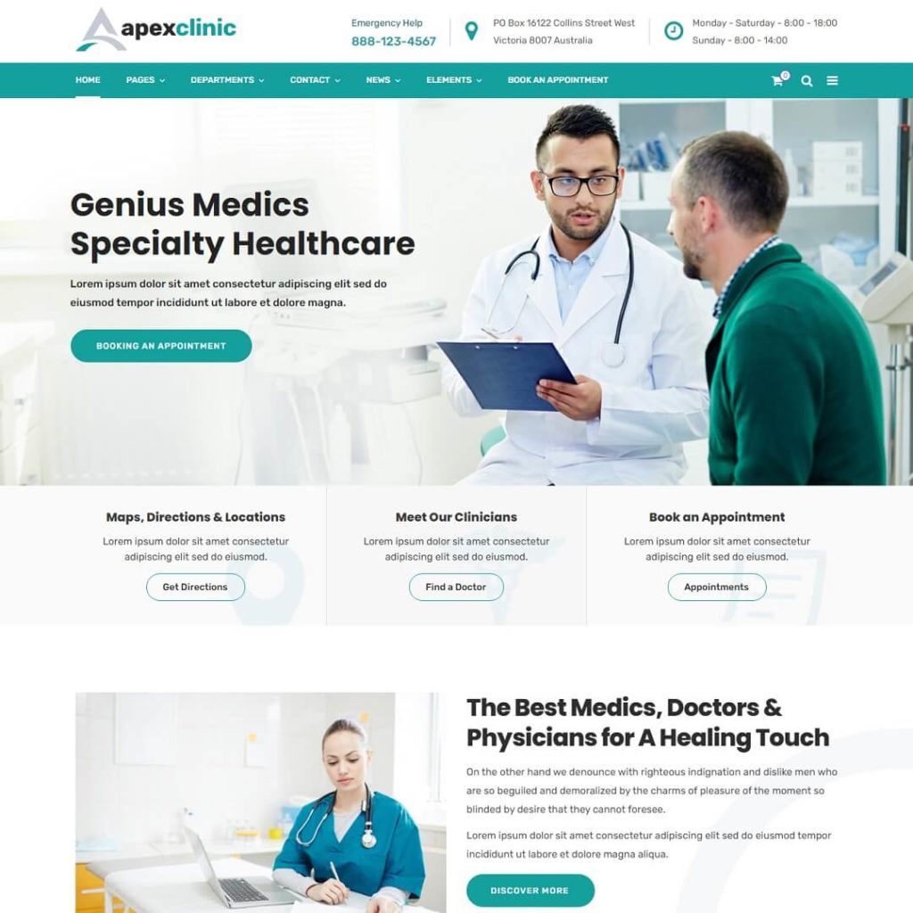 ApexClinic - Hospital and Medical WordPress Theme