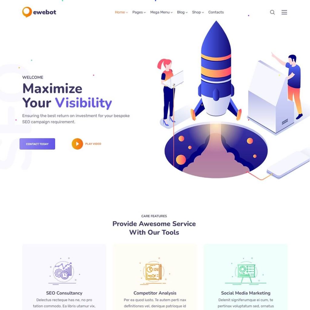 Ewebot - Digital Marketing WordPress Agency Theme