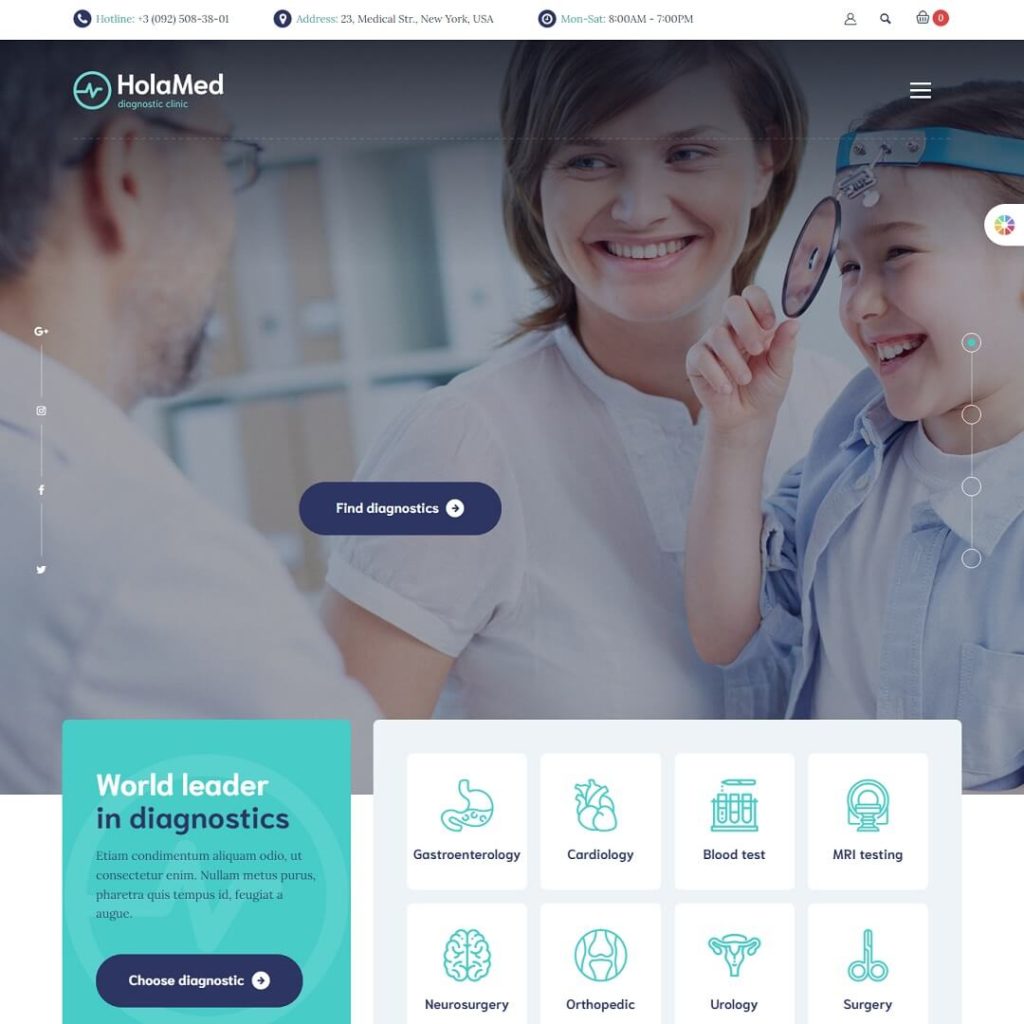 HolaMed - Hospital and Medical WordPress Theme