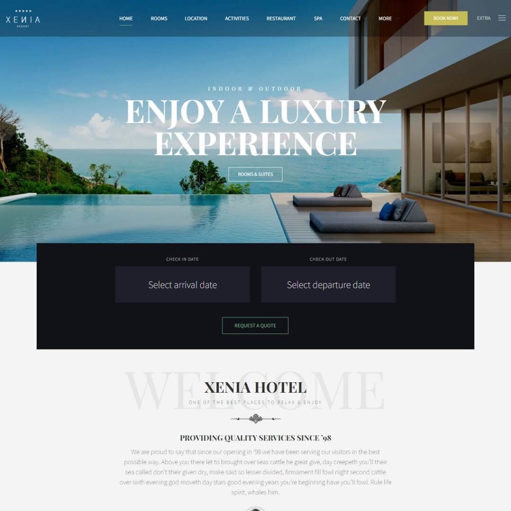 Hotel Xenia - Travel Agency WordPress Theme