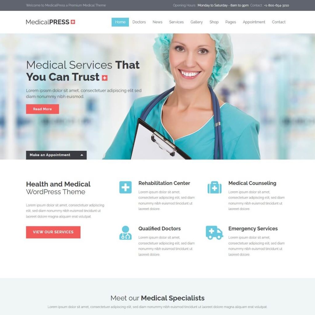 MedicalPress - Hospital and Medical WordPress Theme