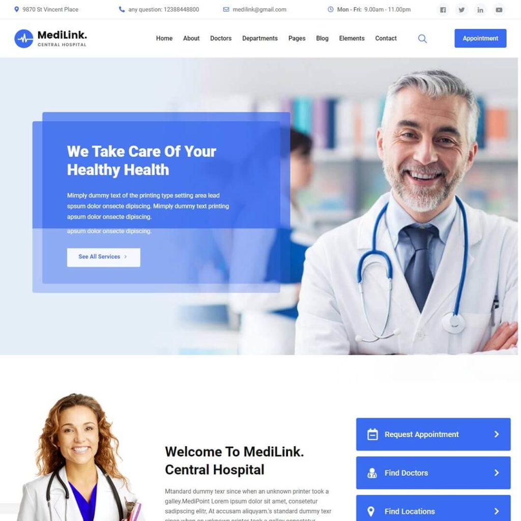 Medilink - Hospital and Medical WordPress Theme