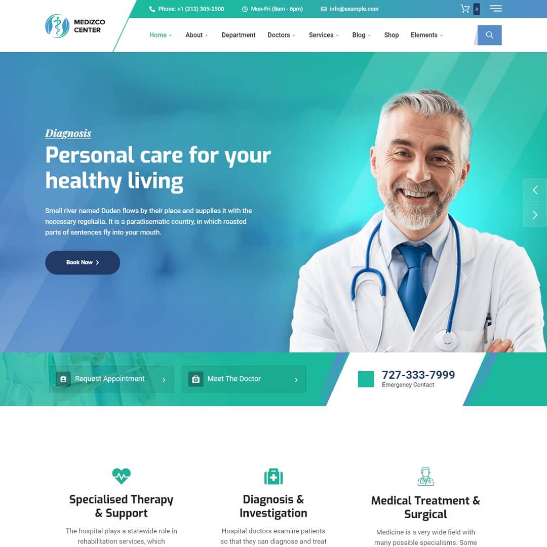 Medizco - Hospital and Medical WordPress Theme