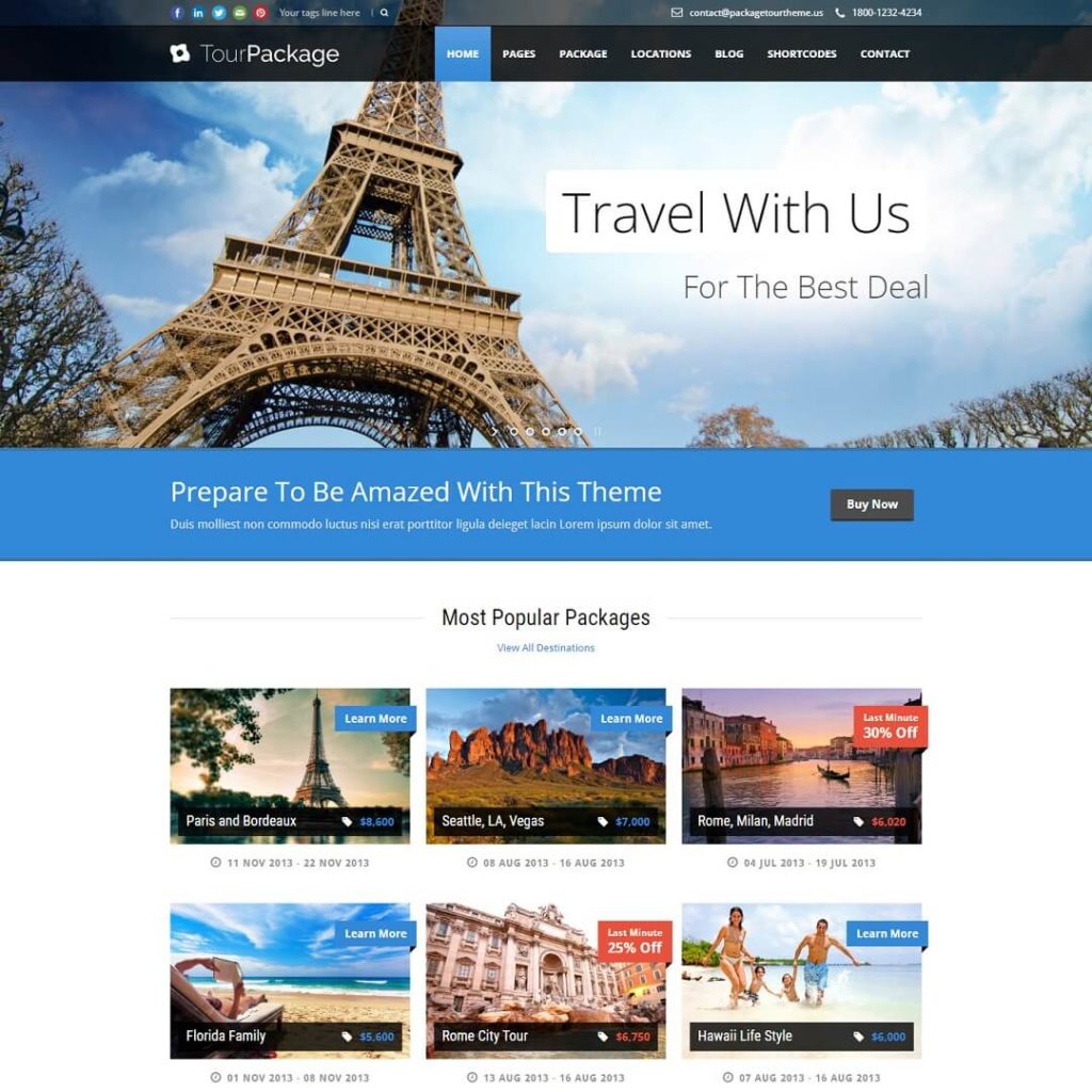 Tour Package - Travel Agency WordPress Theme