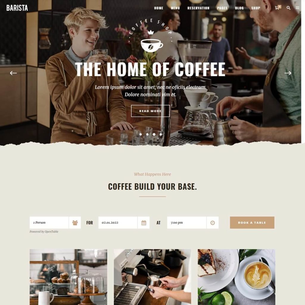 Barista - Cafe and WordPress Restaurant Theme