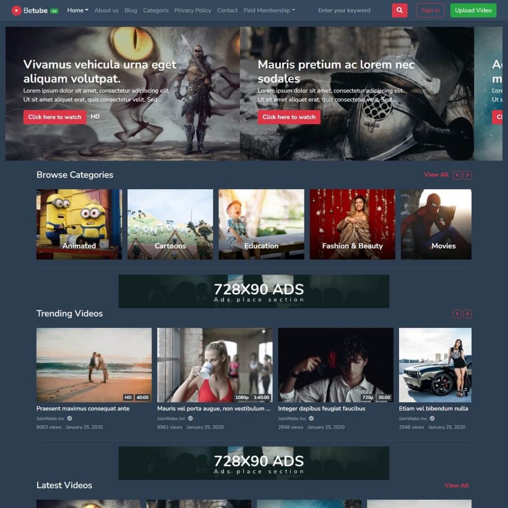 Betube - Perfect WordPress Video Theme