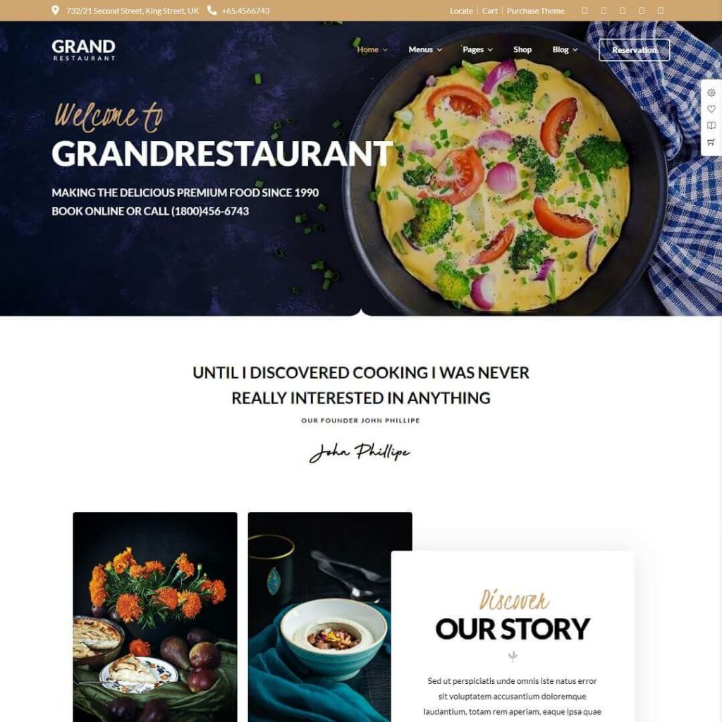 Grand - Cafe and WordPress Restaurant Theme