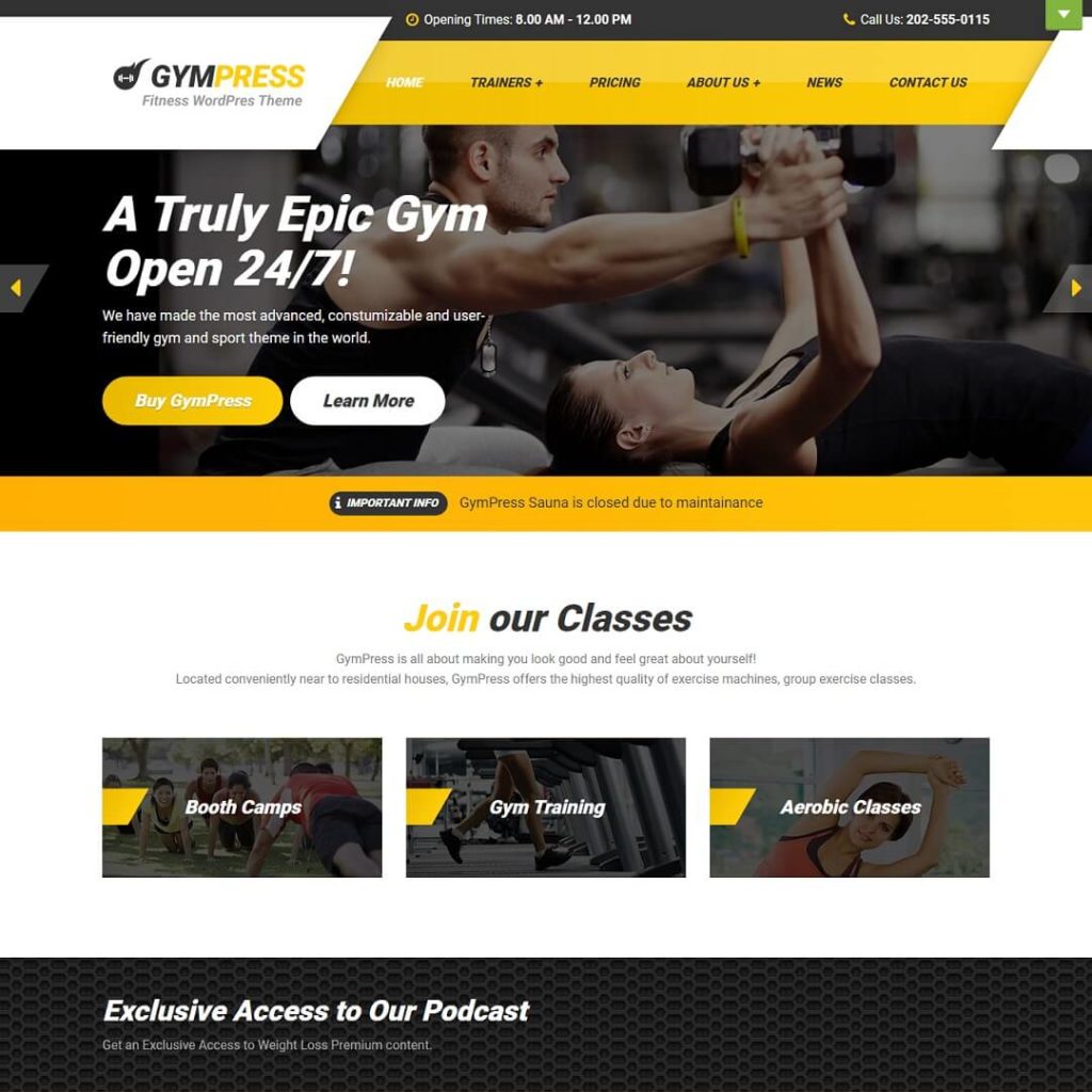 GymPress - Hair Salon WordPress Theme