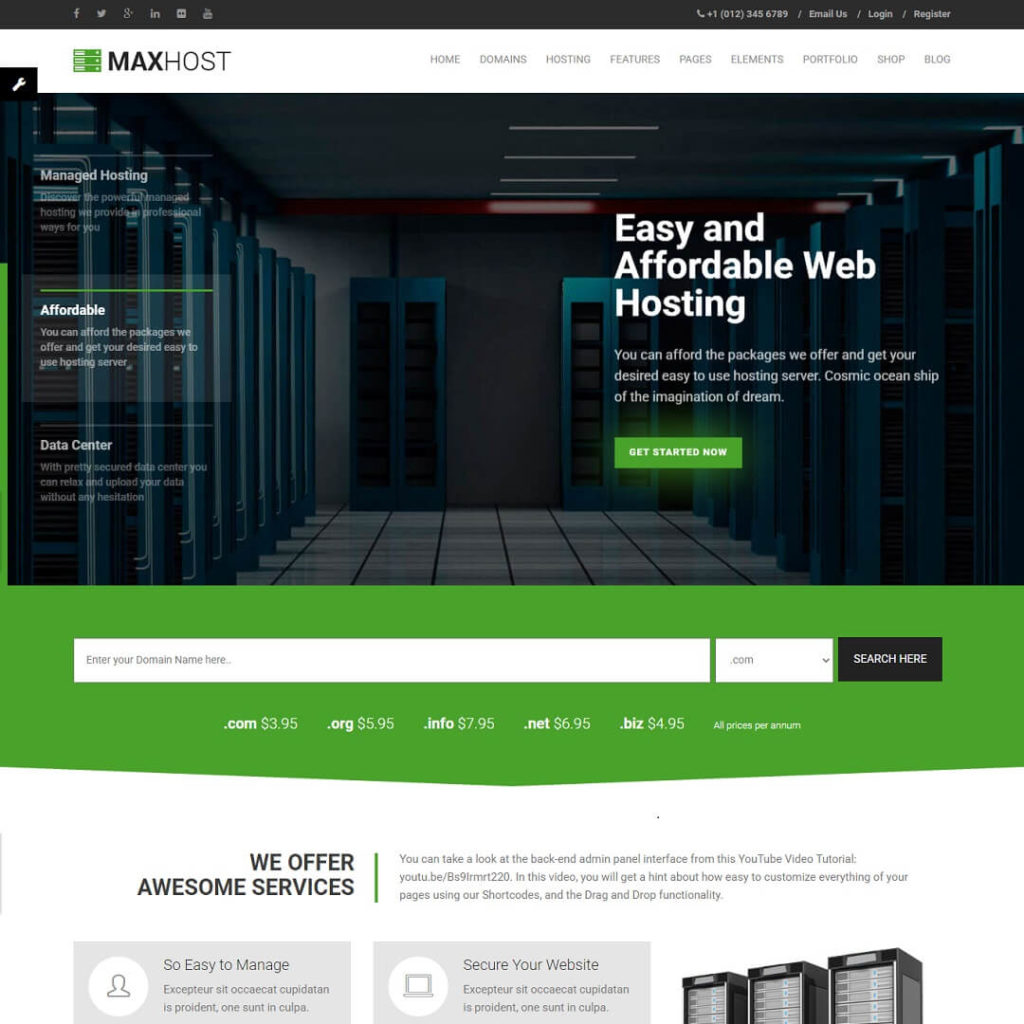 MaxHost - Hosting WordPress Theme