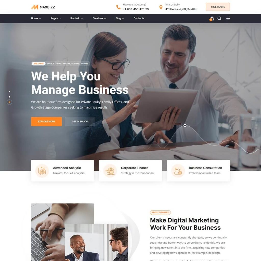 Maxbizz - Popular Business WordPress Themes