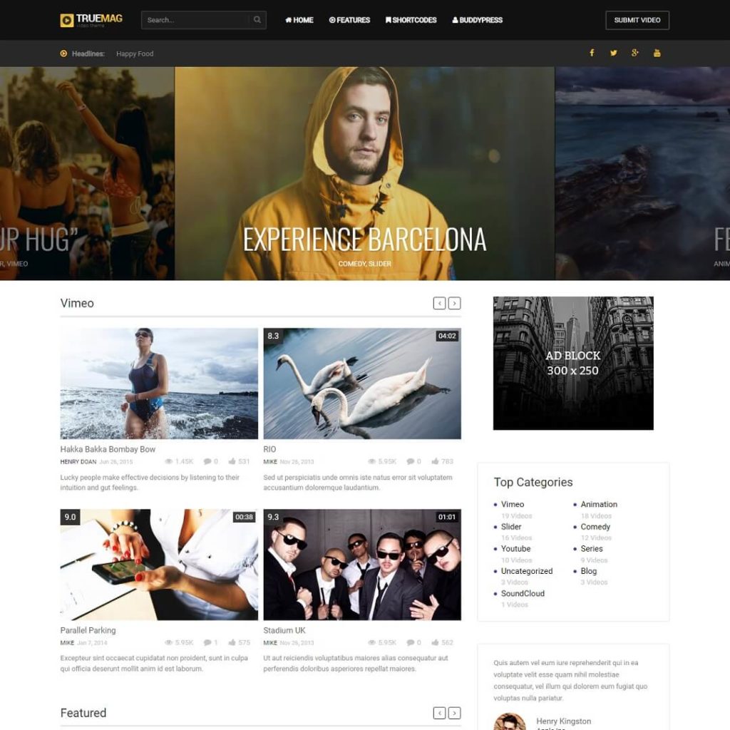 True Mag - Perfect WordPress Video Theme