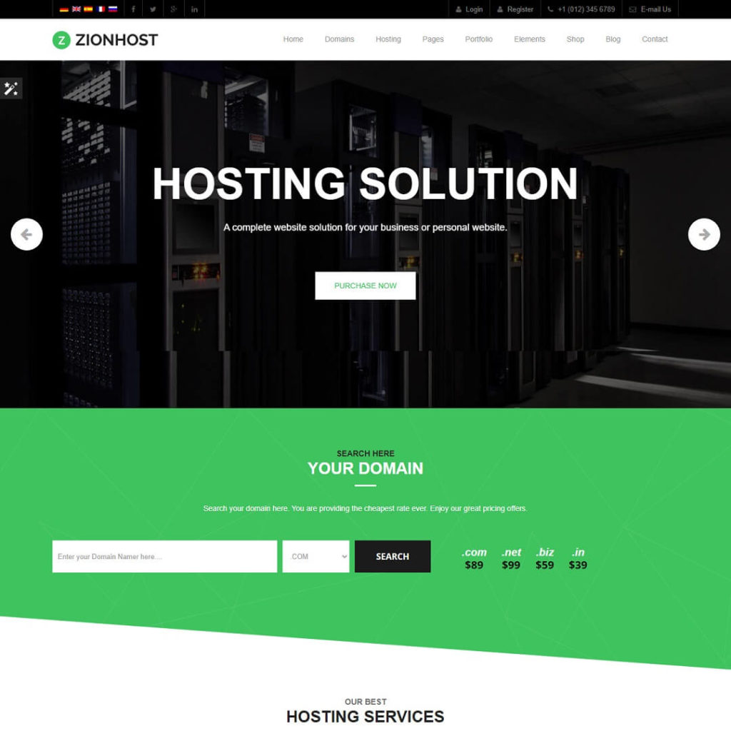 ZionHost - Hosting WordPress Theme