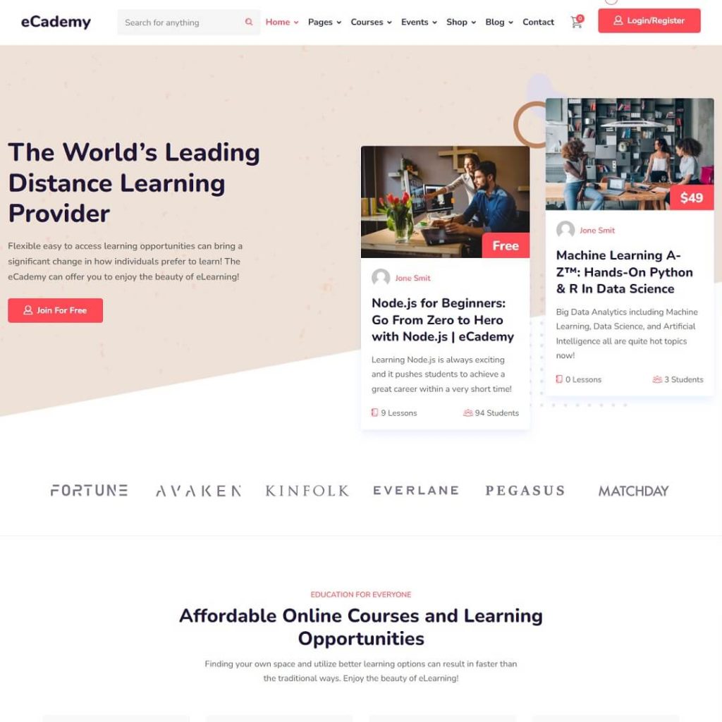 eCademy - Education WordPress Theme