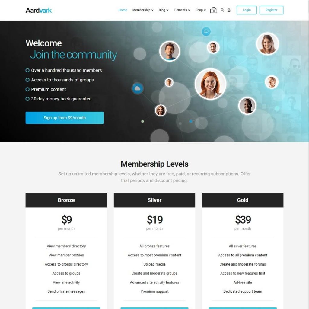 Aardvark - BuddyPress WordPress Community Themes