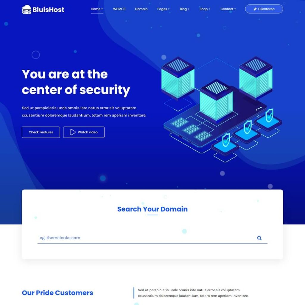 Bluishost - Perfect WHMCS and Hosting WordPress Theme