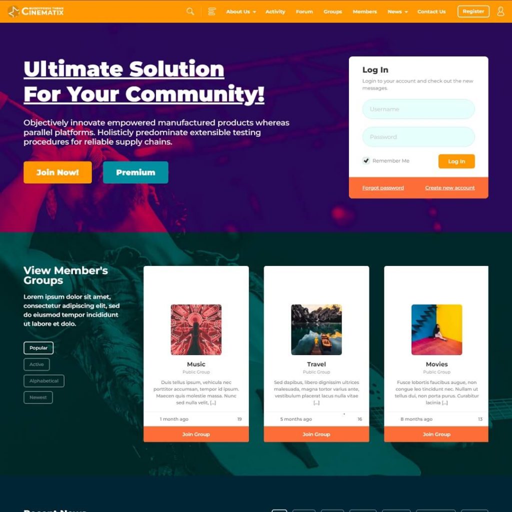 Cinematix - BuddyPress WordPress Community Themes