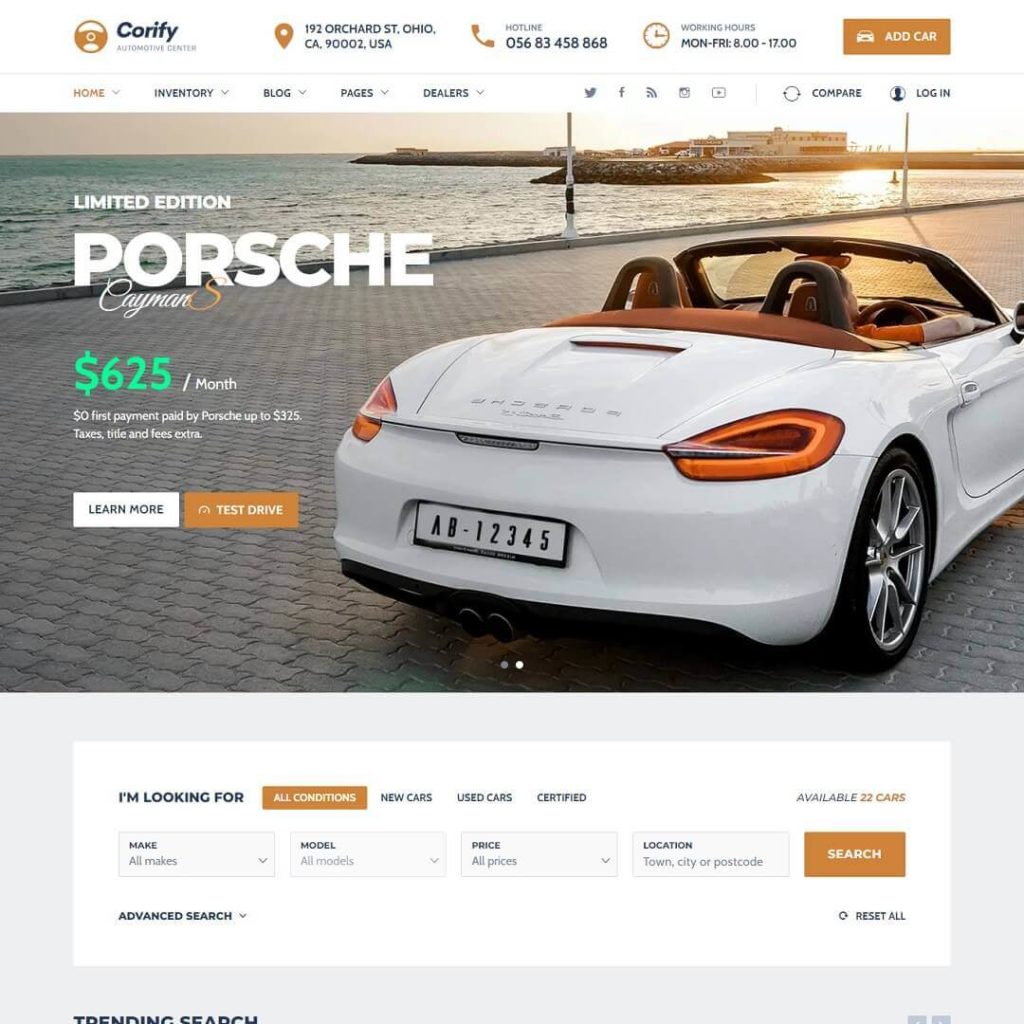 Corify - Car Dealership WordPress Themes