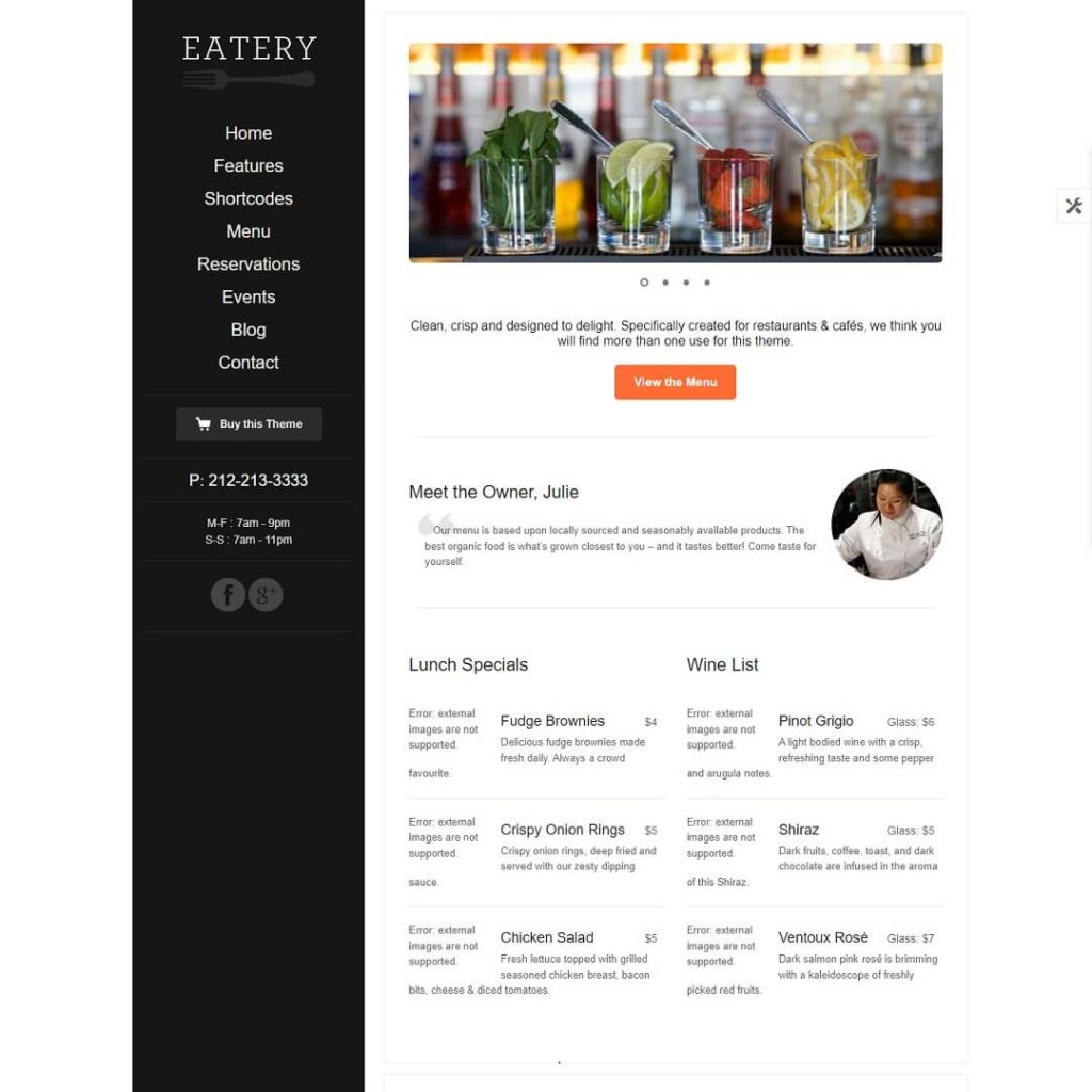 Eatery - Cafe and WordPress Restaurant Theme