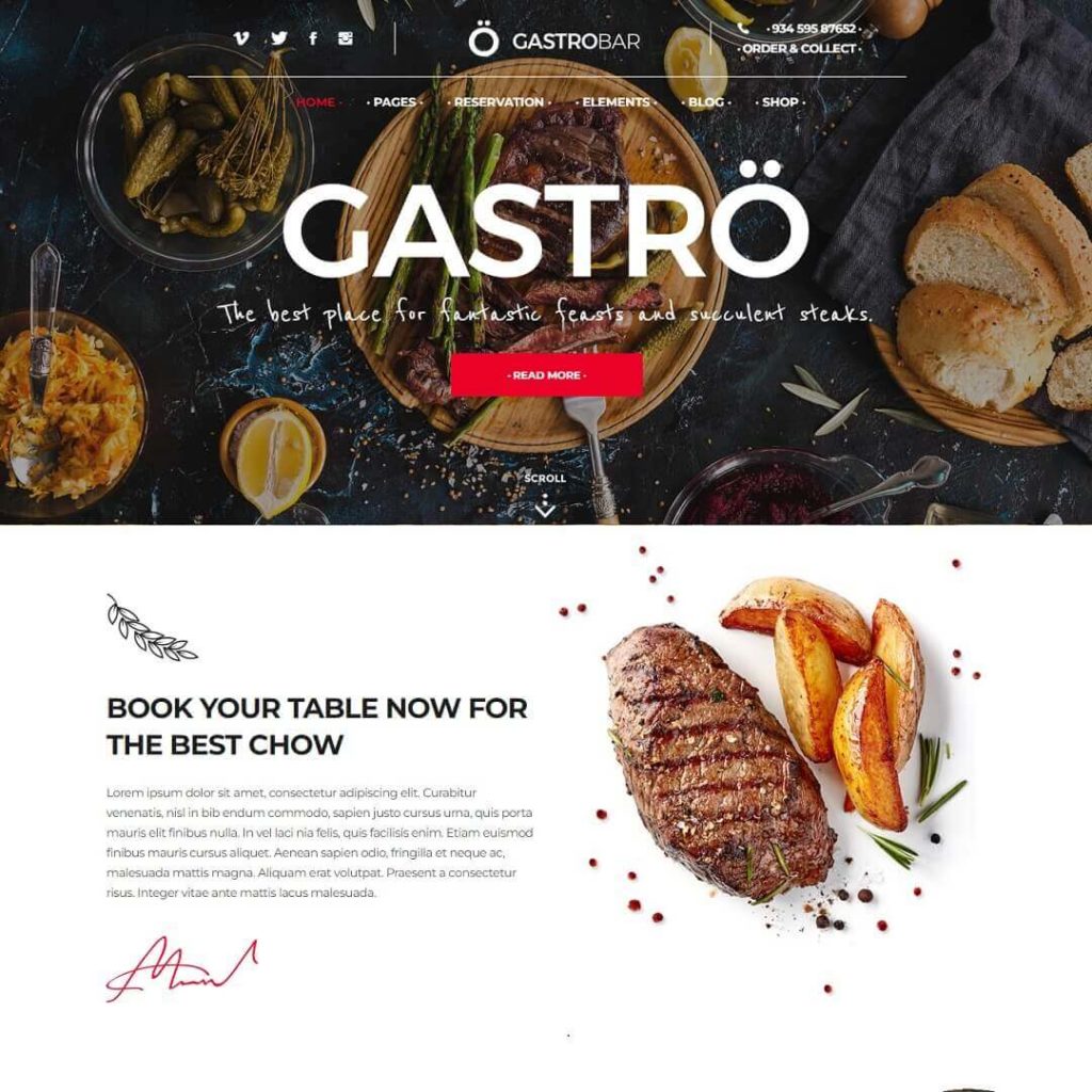 GastroBar - Cafe and WordPress Restaurant Theme