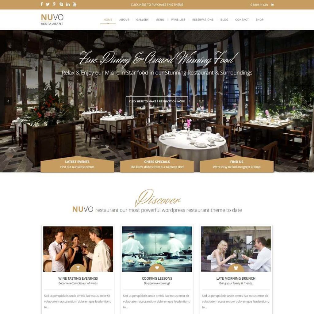 NUVO - Cafe and WordPress Restaurant Theme