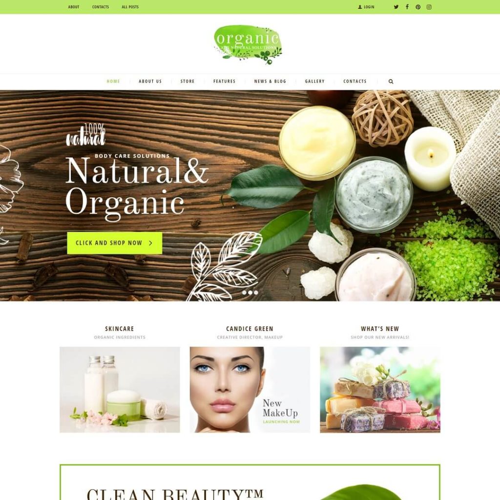 Organic Beauty Store & Natural Cosmetics WooCommerce WordPress Theme