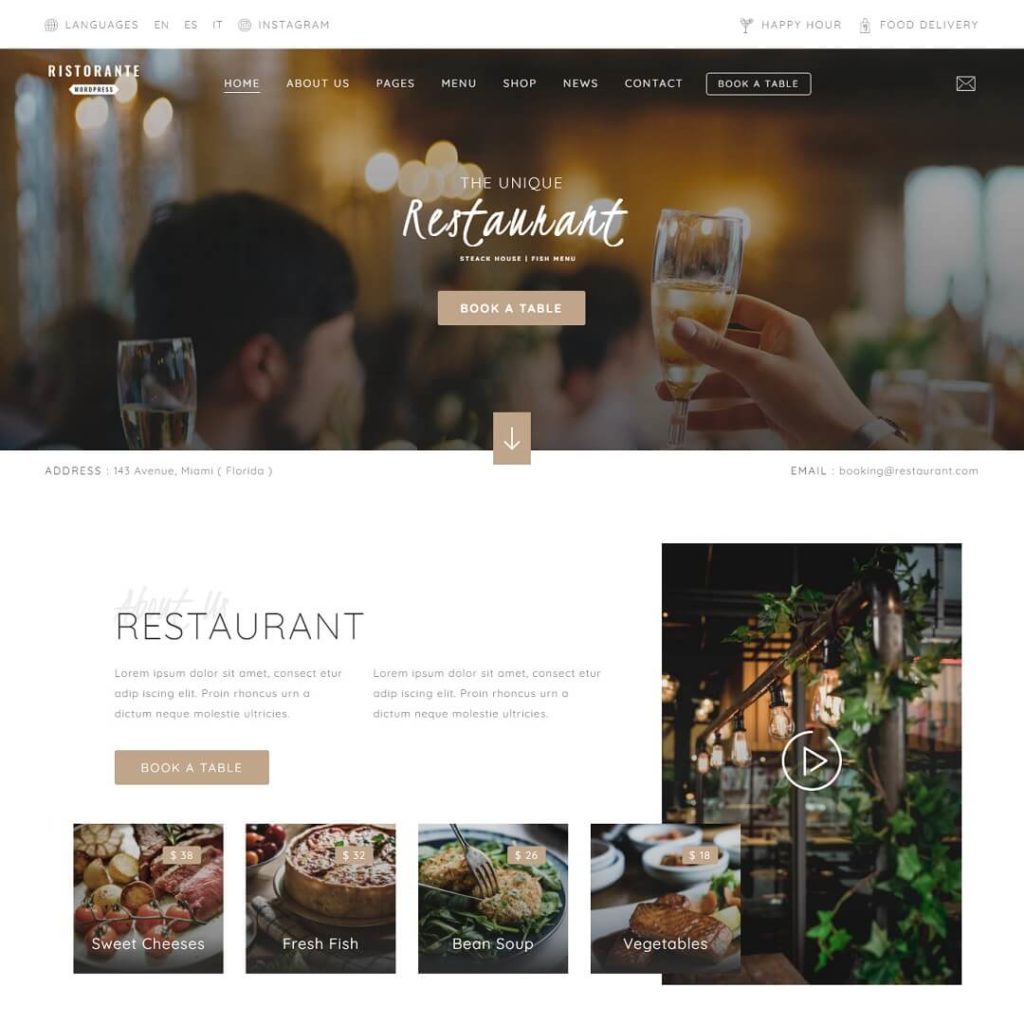 Restaurant - Cafe and WordPress Restaurant Theme