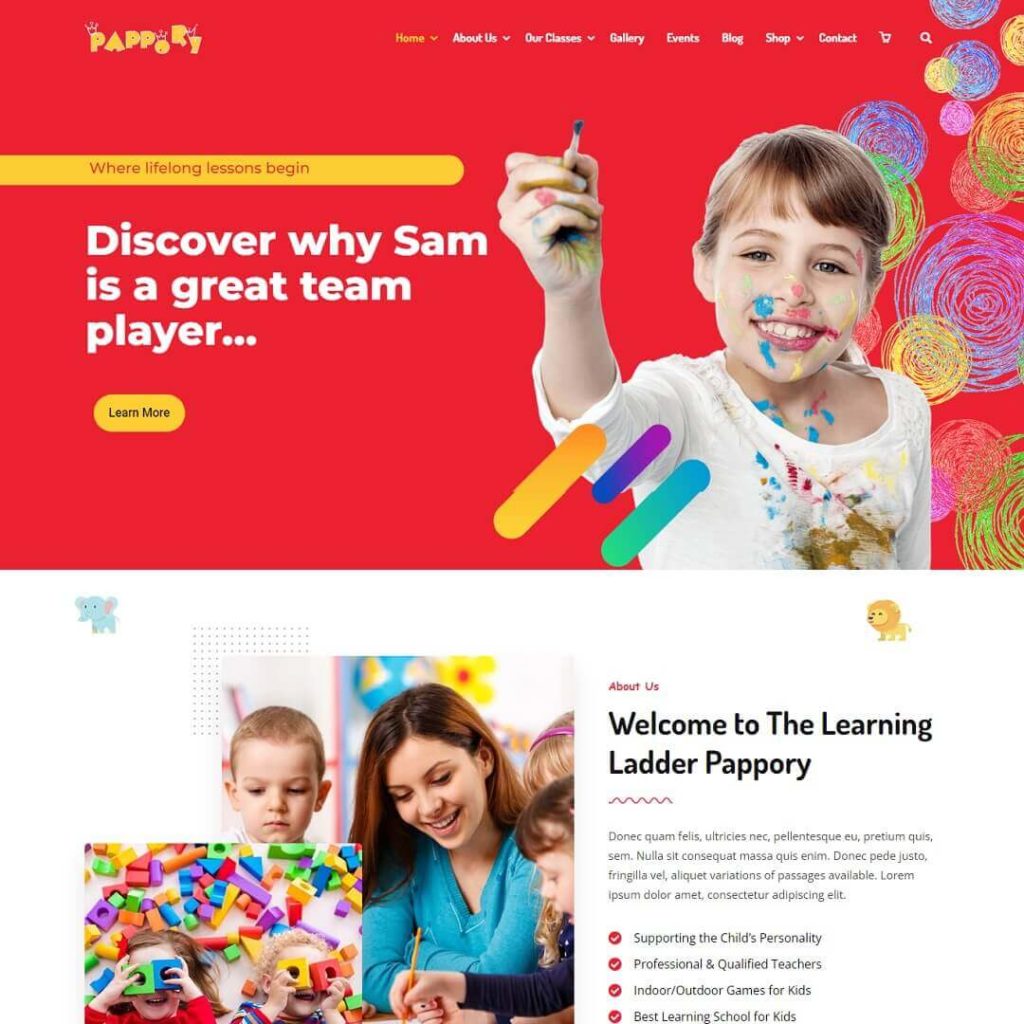 Pappory - Kindergarten WordPress Themes