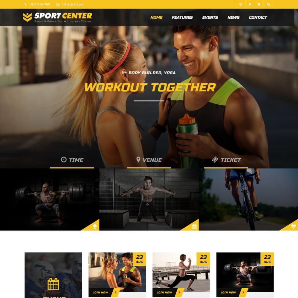 Sport Center - Popular Event WordPress Themes