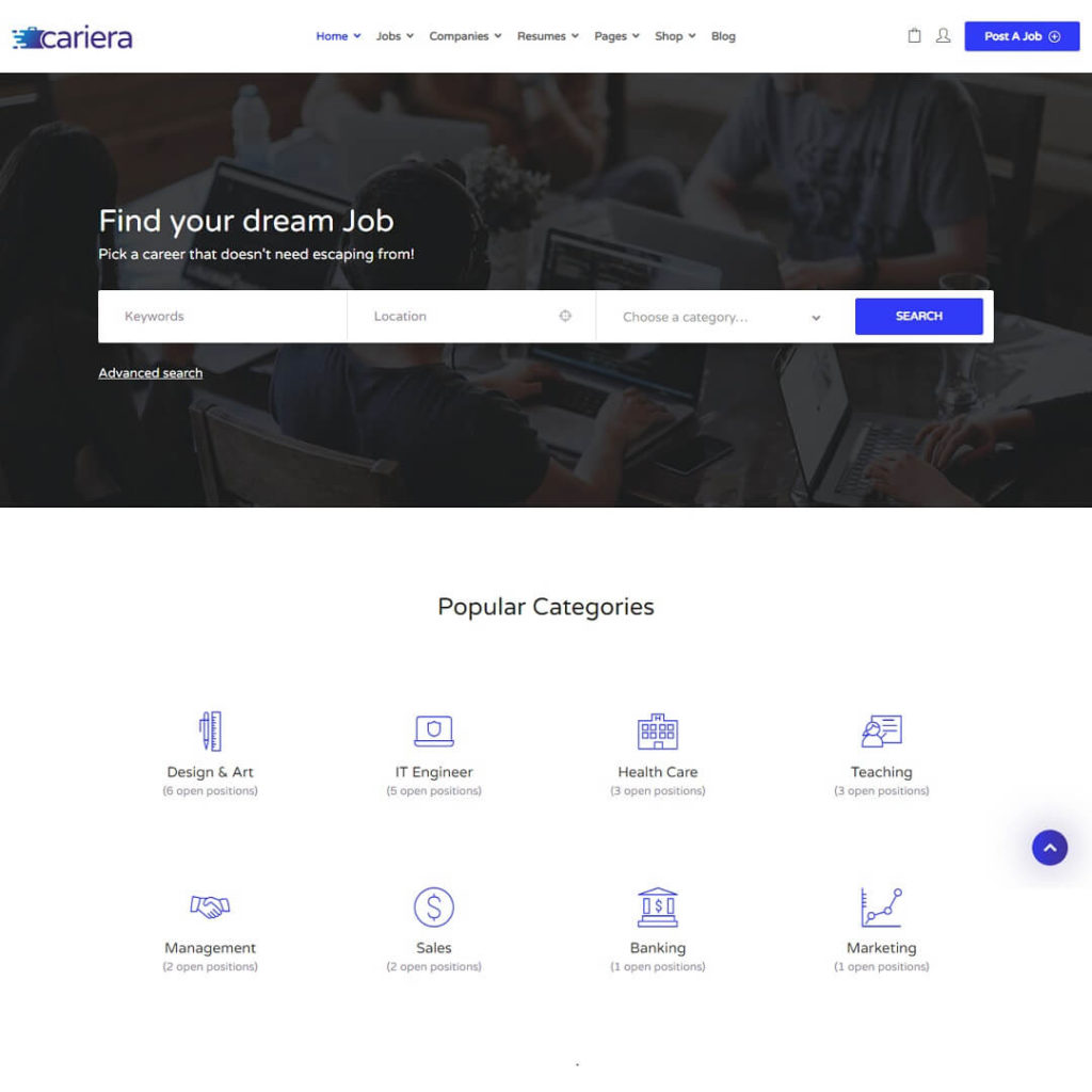Cariera - Job Boards WordPress Themes for Listing Jobs