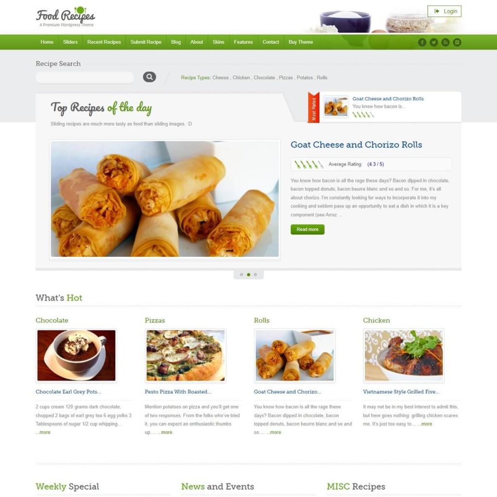 Food Recipes - Powerful Food Blog WordPress Themes