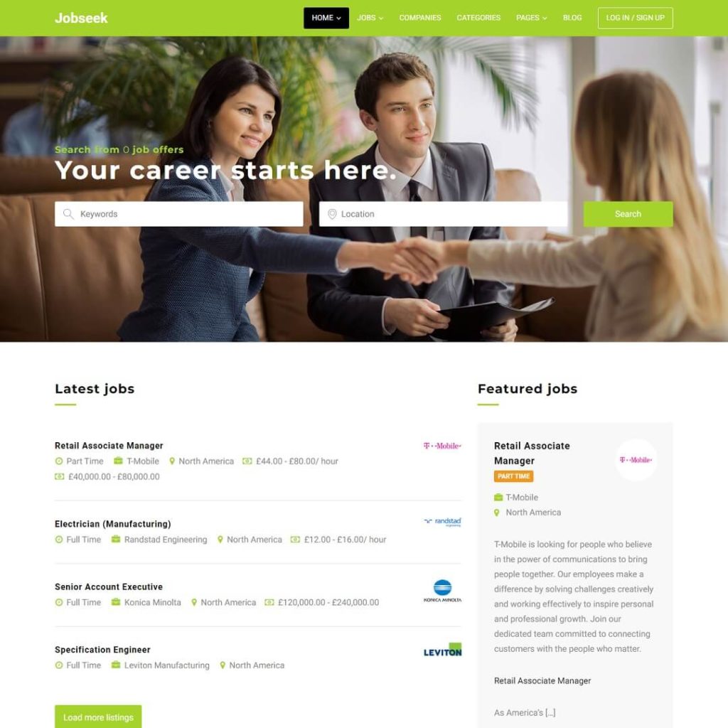 Jobseek - Job Boards WordPress Themes for Listing Jobs
