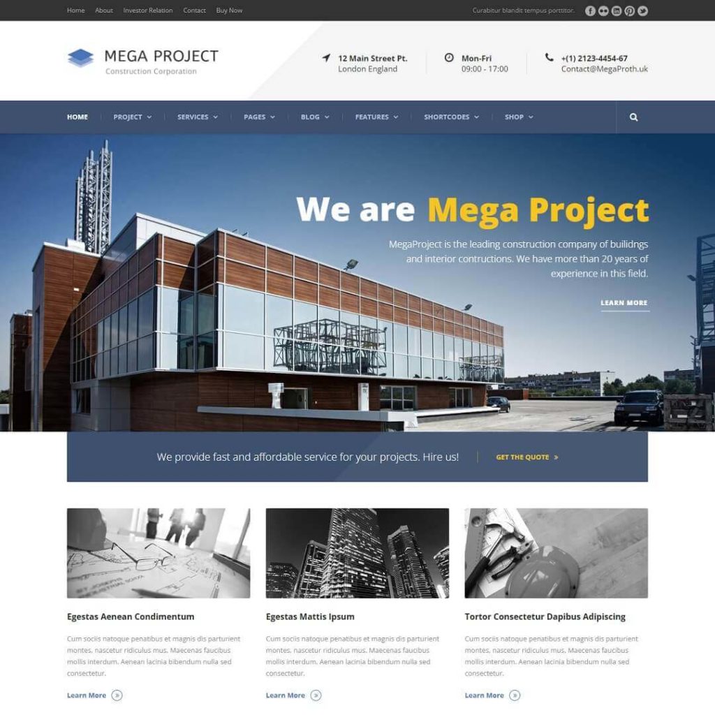 Mega Project - WordPress Theme