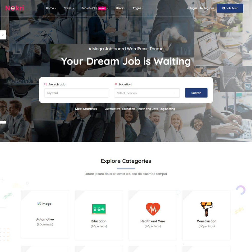 Nokri - Job Boards WordPress Themes for Listing Jobs