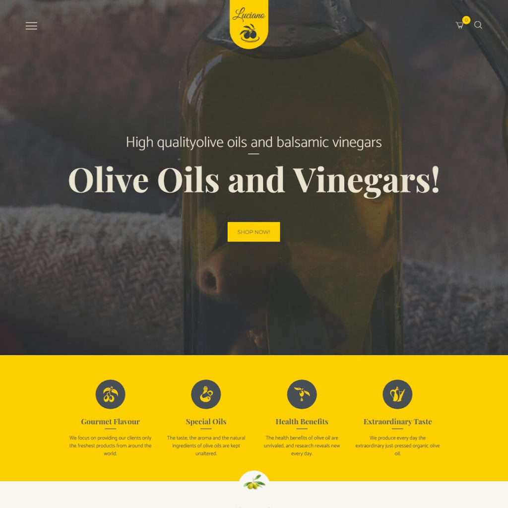 Olive Oil - Powerful Food Blog WordPress Themes