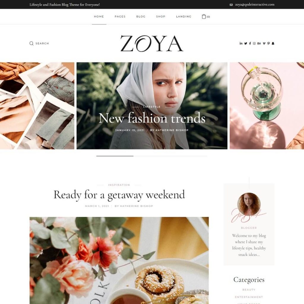 Zoya - Feminine WordPress Themes