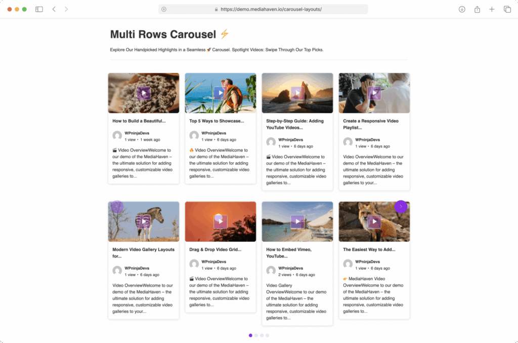 Multi row carousel layout